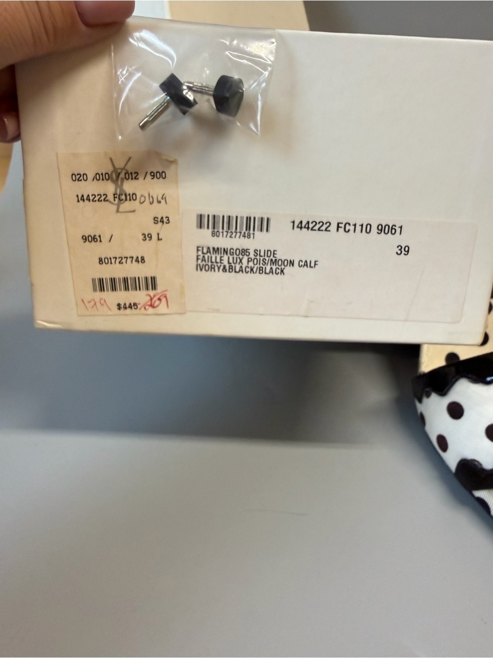 Yves Saint Laurent Black and White Polka Dot Slide Sandals - Picture 10 of 10